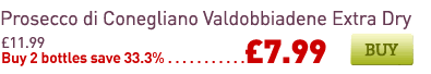 Prosecco di Conegliano Valdobbiadene Extra Dry, £11.99 or buy 2 bottles save 33.3% = £7.99